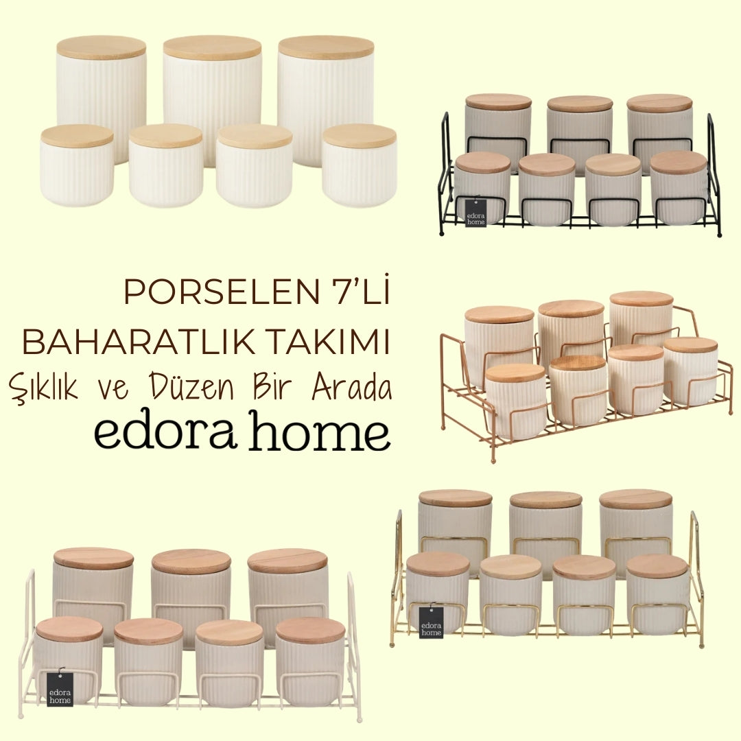 Porselen 7’li Baharatlık Takımı: Şıklık ve Düzen Bir Arada