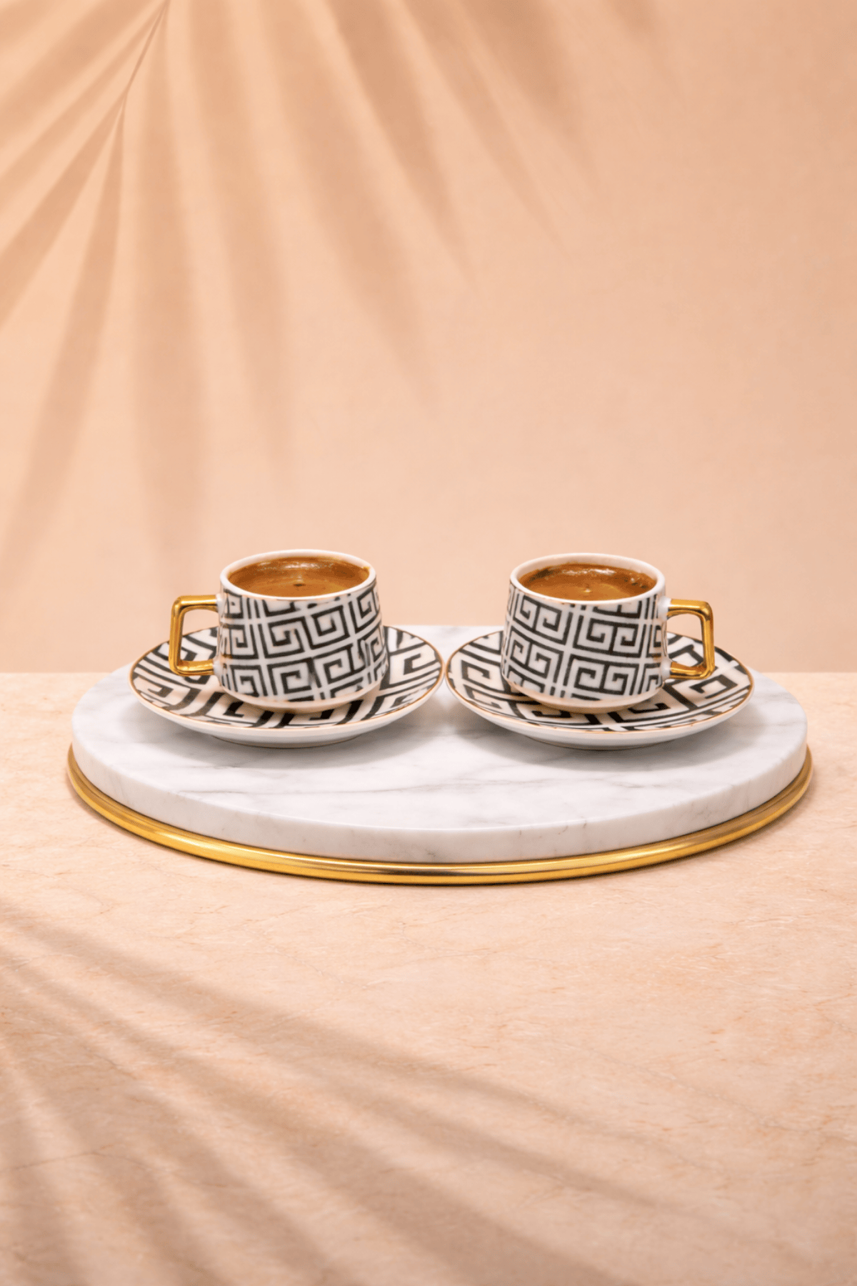 2 Kişilik Gold Detaylı,Dekoratif Desenli Türk Kahvesi Fincan Takımı, Hediyelik Set