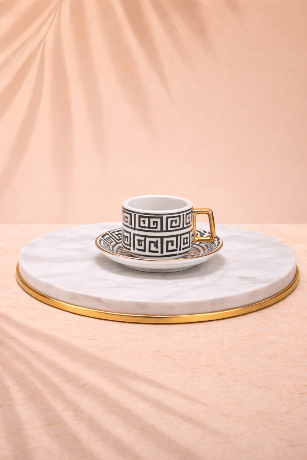 2 Kişilik Gold Detaylı,Dekoratif Desenli Türk Kahvesi Fincan Takımı, Hediyelik Set