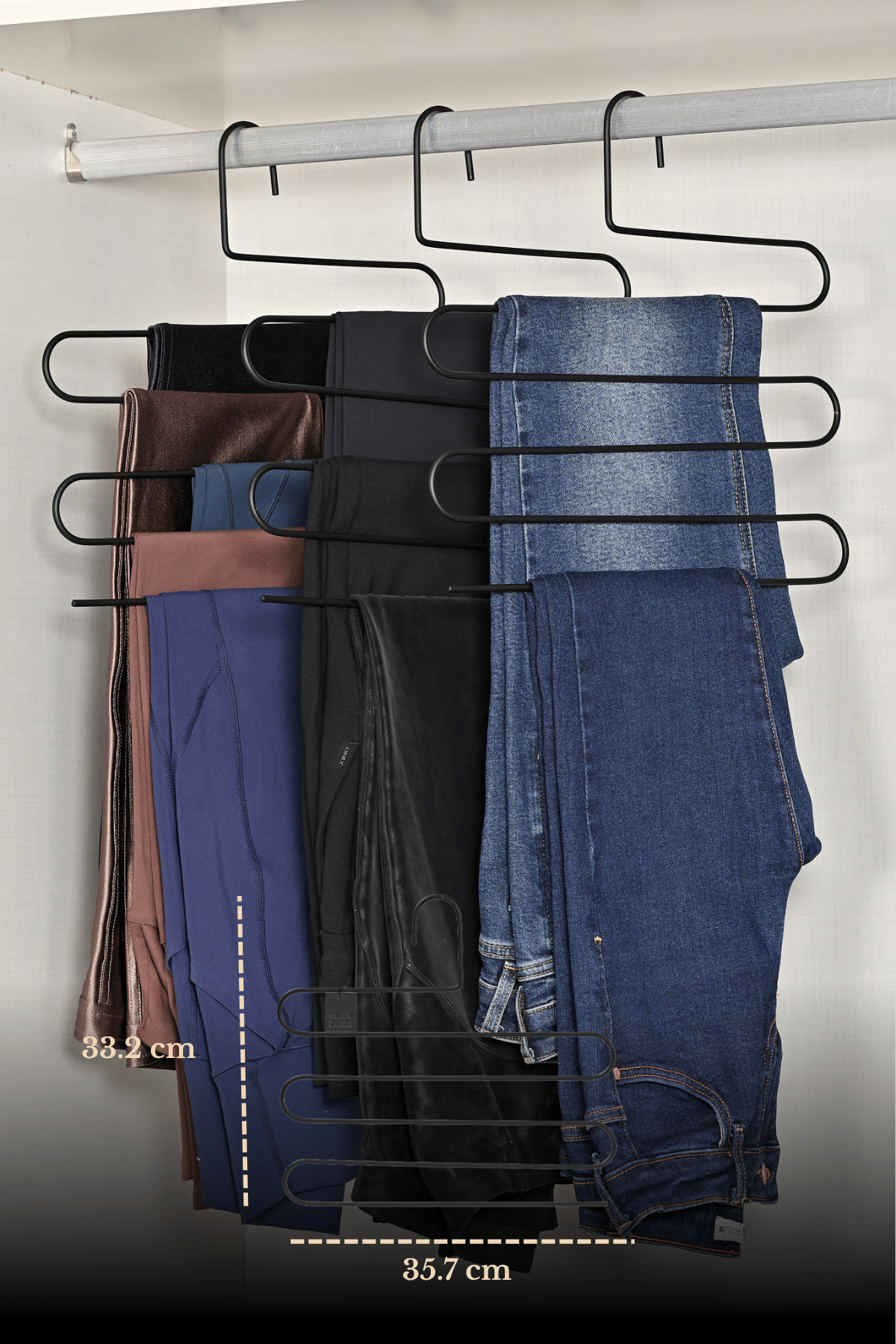 5-Tier Black Pants Hanger, Closet Organizer, Clothes Shawl Scarf Hanger, Stainless Metal