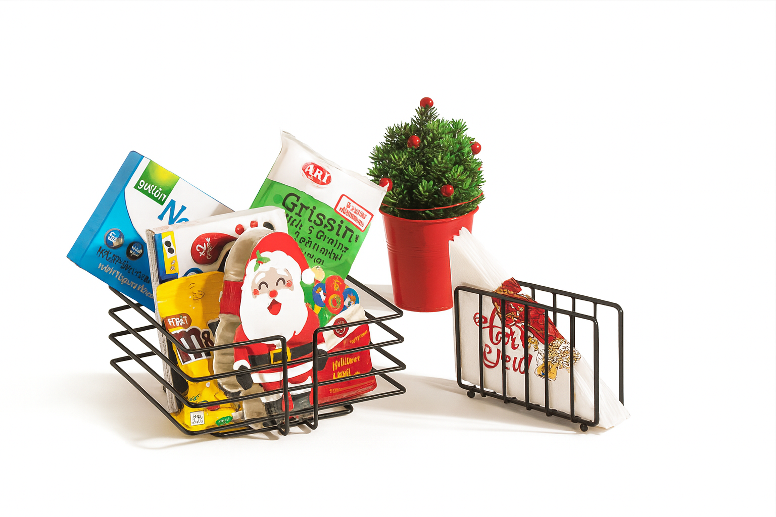 Siyah 2'Li Servis Sunum Seti Çok Amaçlı Düzenleyici Ve Kafesli Peçetelik