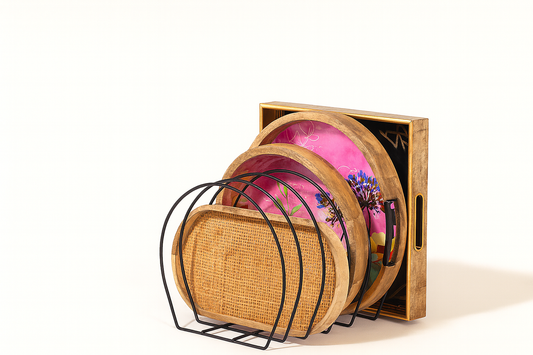 Siyah 6 Bölmeli Tepsi Düzenleyici Raf, Tezgah Üstü Organizer - Metal Paslanmaz