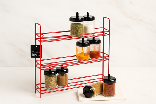 Kırmızı 3 Katlı Duvara Asılabilir Raf, Baharatlık Standı
