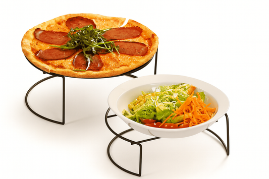 Matte Black Size Presentation Holder 2-Piece Metal Gift Decoration Catering / Transparent Plexi / Stainless