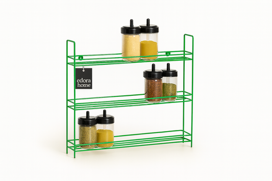 Green 3-Tier Wall Hanging Shelf, Spice Rack Stand, Kids Room Organizer-Metal Stainless
