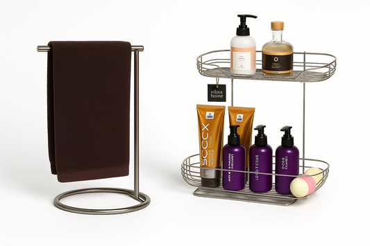 Metal Çok Amaçlı Silver Set Banyo Organizer Seti