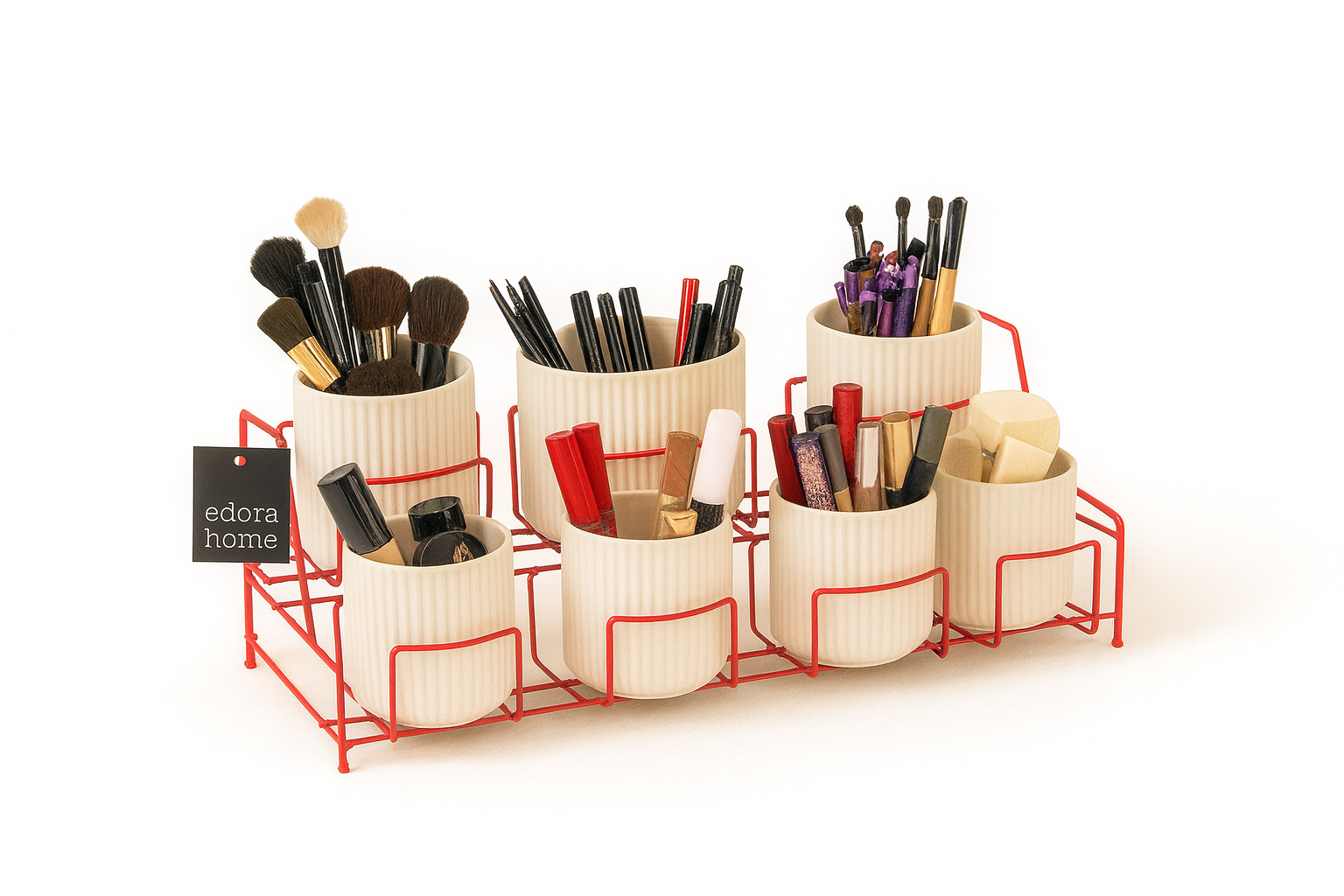 Kırmızı Makyaj Ve Kozmetik 7 Bölmeli Çok Amaçlı Düzenleyici