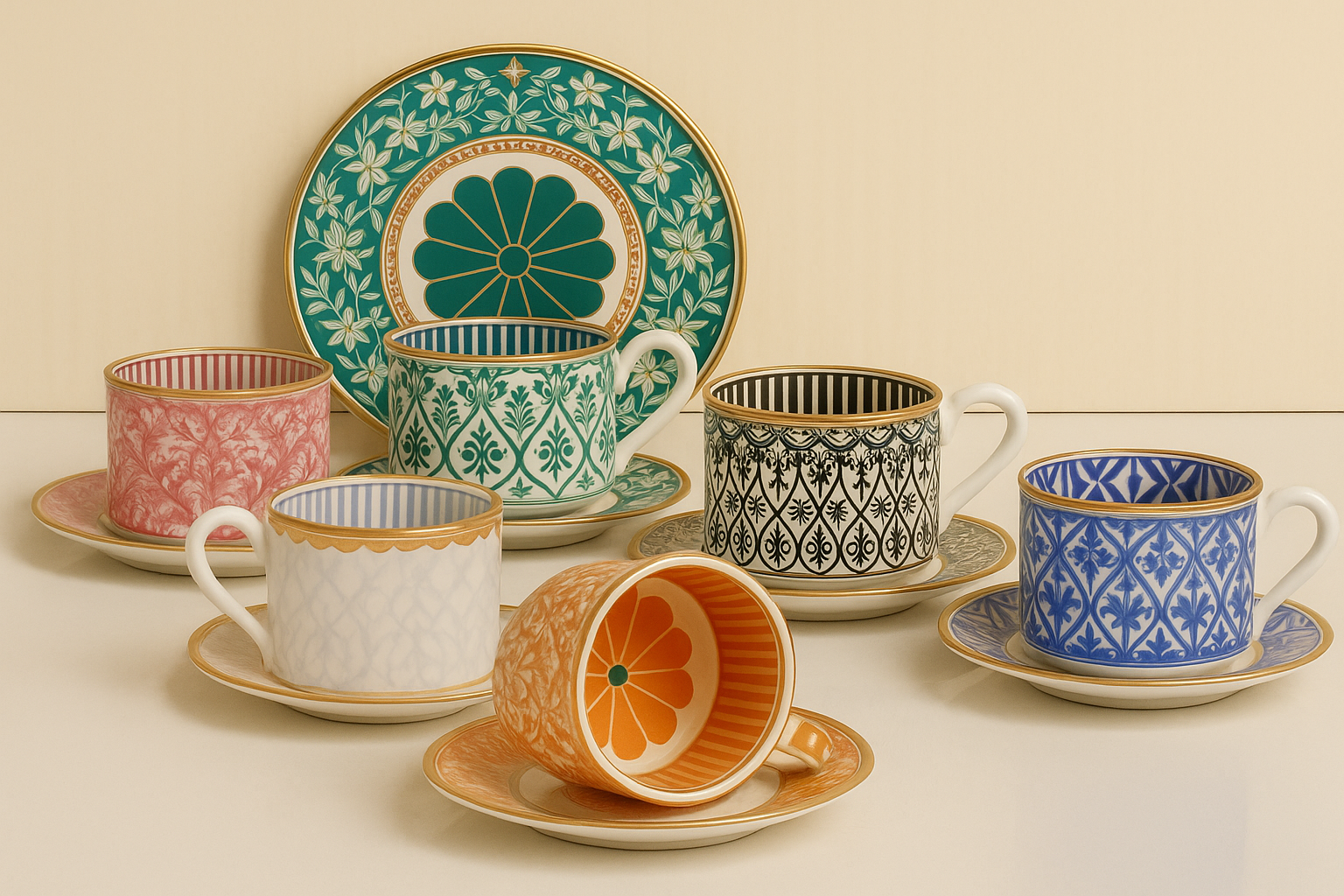 Türk Kahve Fincanı Bone China Papatya Desen 6 Kişilik 12 Parça