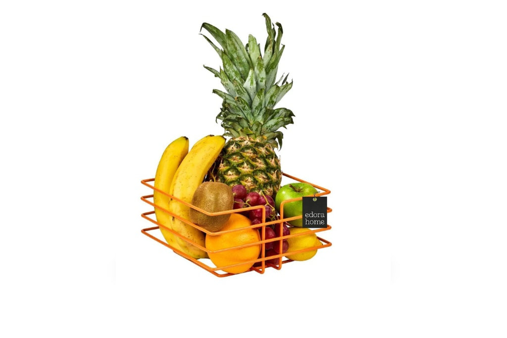 Turuncu Oval Köşeli Kare Meyve ve Sebze Sepeti, Mutfak Organizer