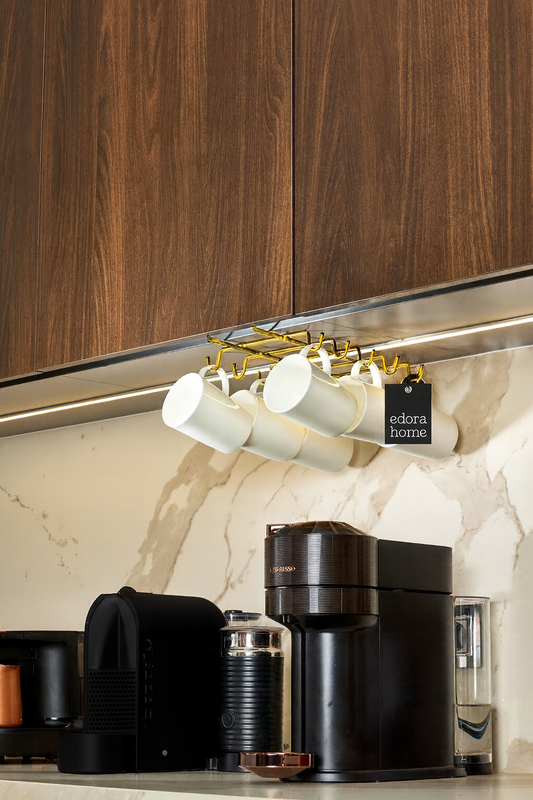 Altın 10'lu Dolap Ve Raf Altı Portatif Bardak Askılığı