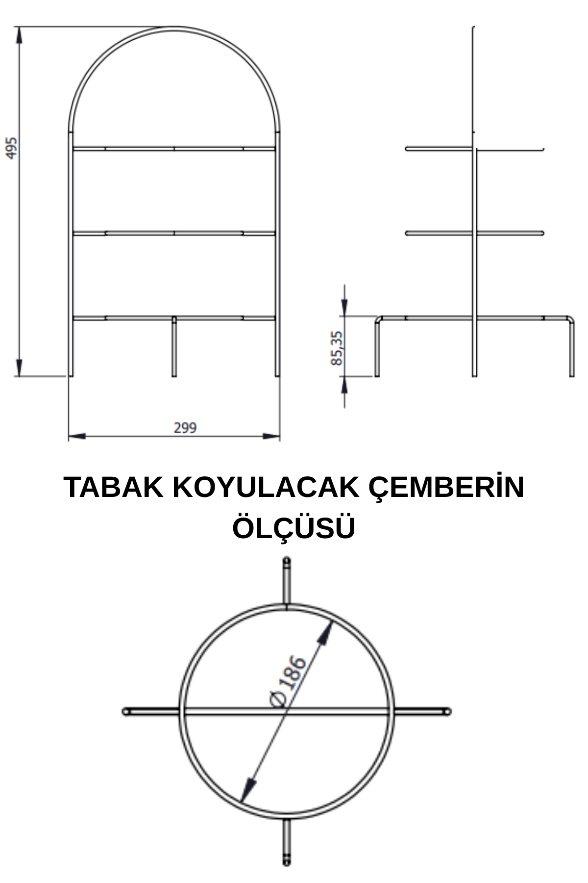 Altın 3 Katlı Şık Pasta-Kurabiye İkramlık & Sunum Standı, Hediyelik Dekoratif Servis