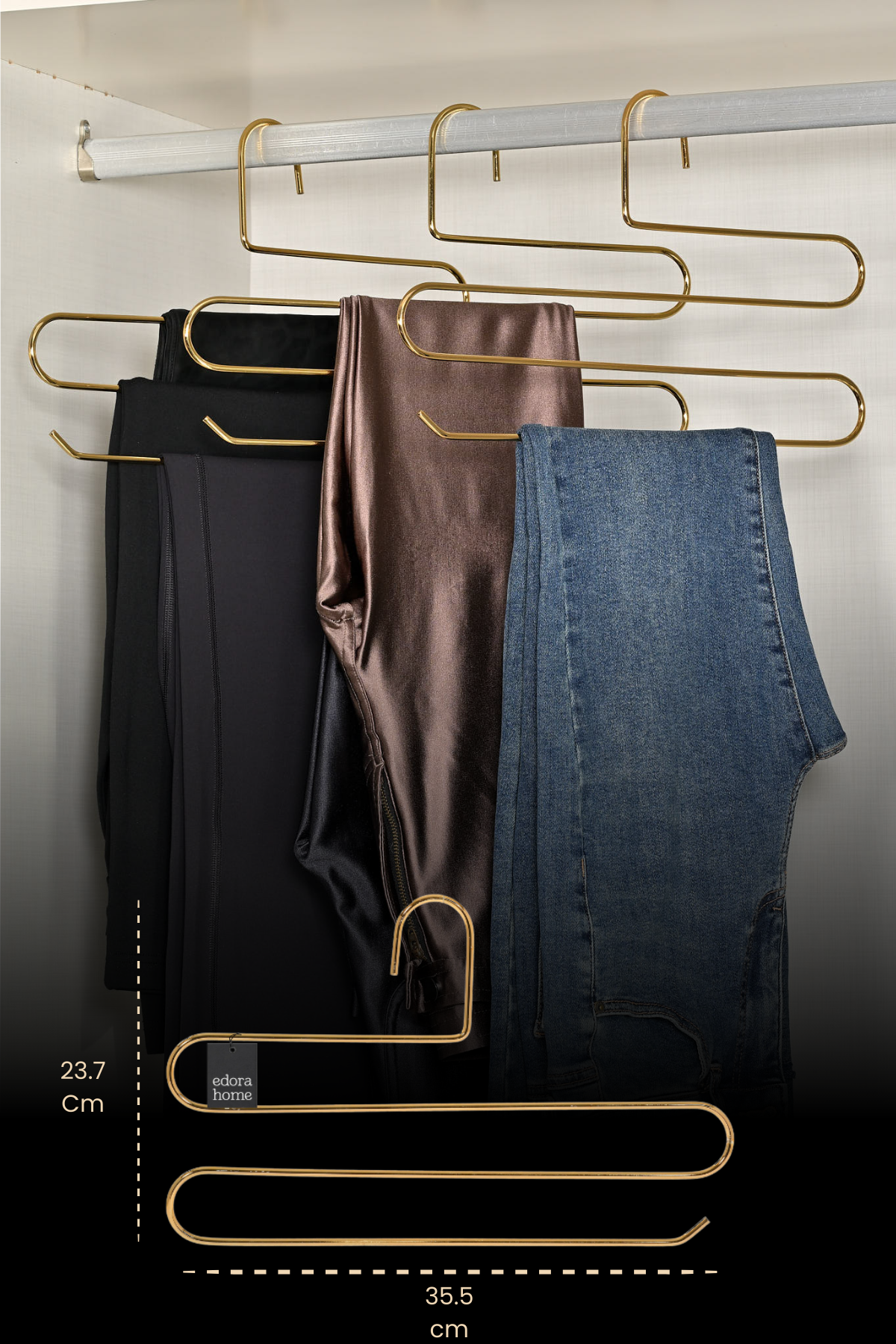 5-Tier Shiny Gold 3-Layer Trouser Hanger Wardrobe Clothes Scarf Shawl Hanger Stainless Metal