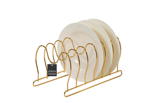 Altın 6 Bölmeli Tava, Tabak Ve Tencere Kapak Düzenleyici Raf, Çekmece Içi Organizer - Metal Paslanmaz