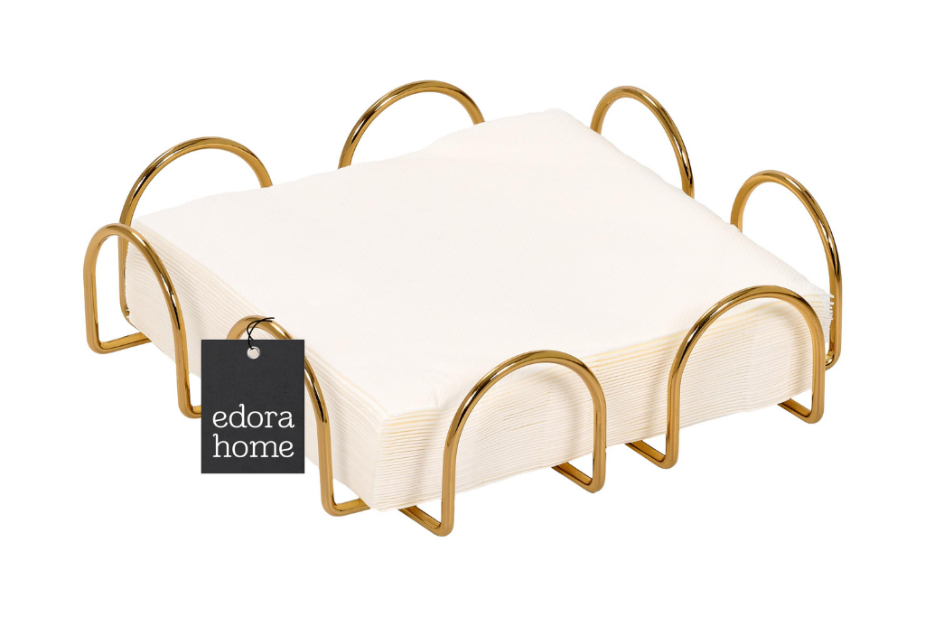 Golden Square 18 Cm Napkin Holder, Cafe, Restaurant, Hotel, Kitchen Tableware Large Size Napkin - Metal Stainless