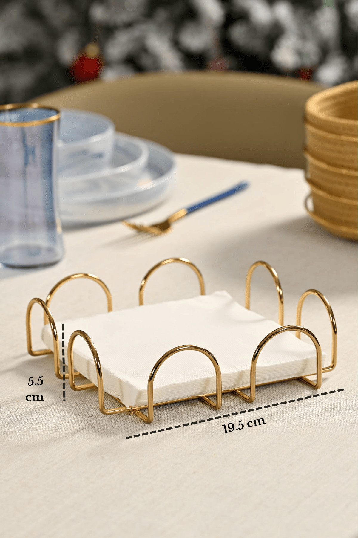 Parlak Altın 18 Cm Peçetelik Büyük Boy Peçete Standı Kafe Restoran Otel Paslanmaz Metal
