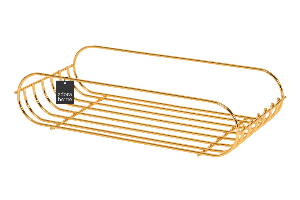Altın Oval Köşeli Sabunluk /Düzenleyici / Şampuanlık / Metal /Paslanmaz/Askı / Banyo Aksesuarı