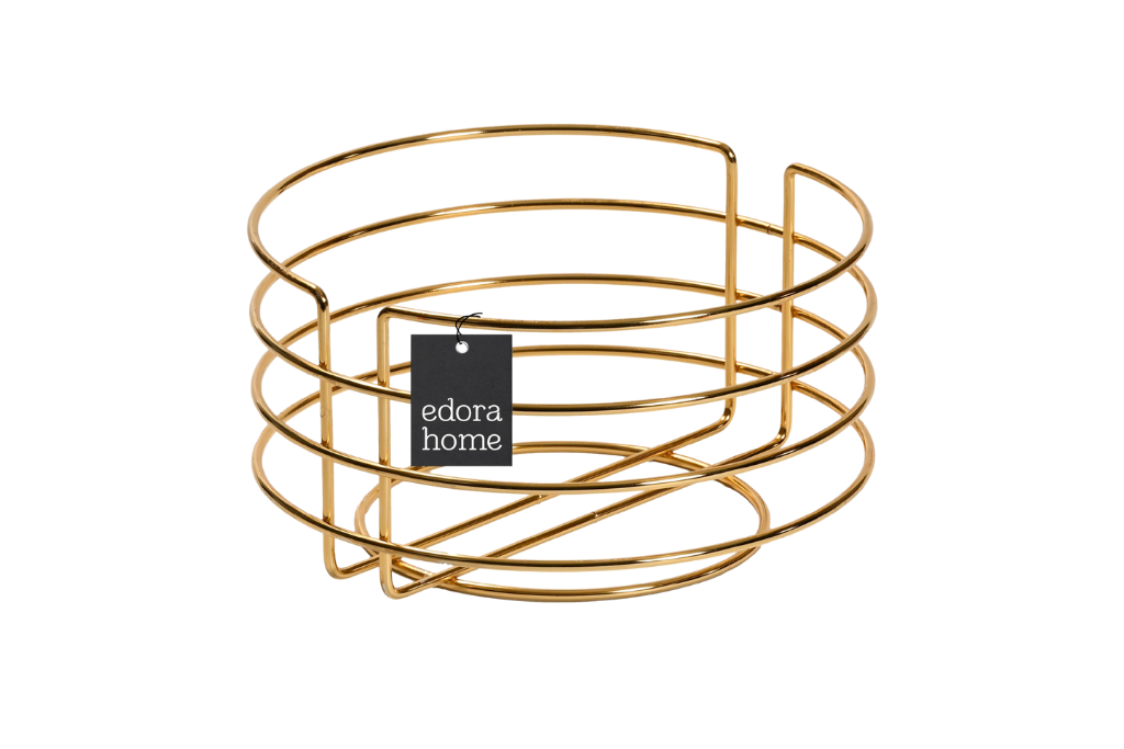 Bright Gold Round Bread Basket Bread Serving Basket Macrame Multipurpose Stainless Metal