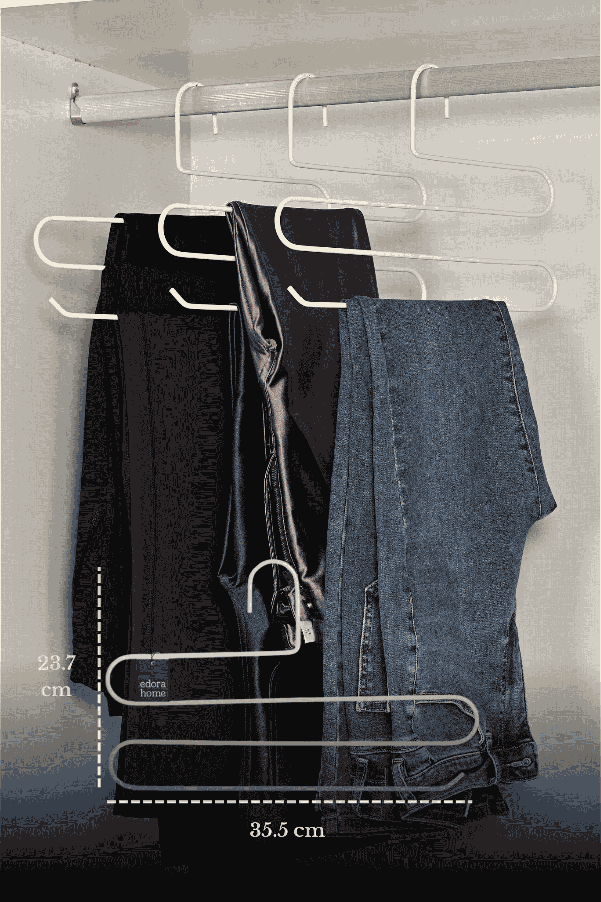 10'lu Bej 3 Katlı Pantolon Askılığı Dolap İçi Elbise Şal Eşarp Askılık Paslanmaz Metal