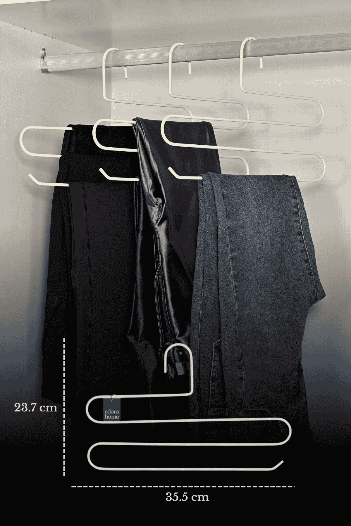 5'li Bej 3 Katlı Pantolon Askılığı Dolap İçi Elbise Şal Eşarp Askılık Paslanmaz Metal