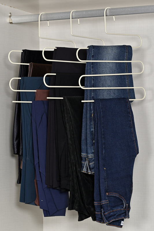 Bej 5 li Dolap İçi 5 Katlı Pantolon, Şal, Eşarp Askısı, Gardrop Askılığı- Metal Paslanmaz