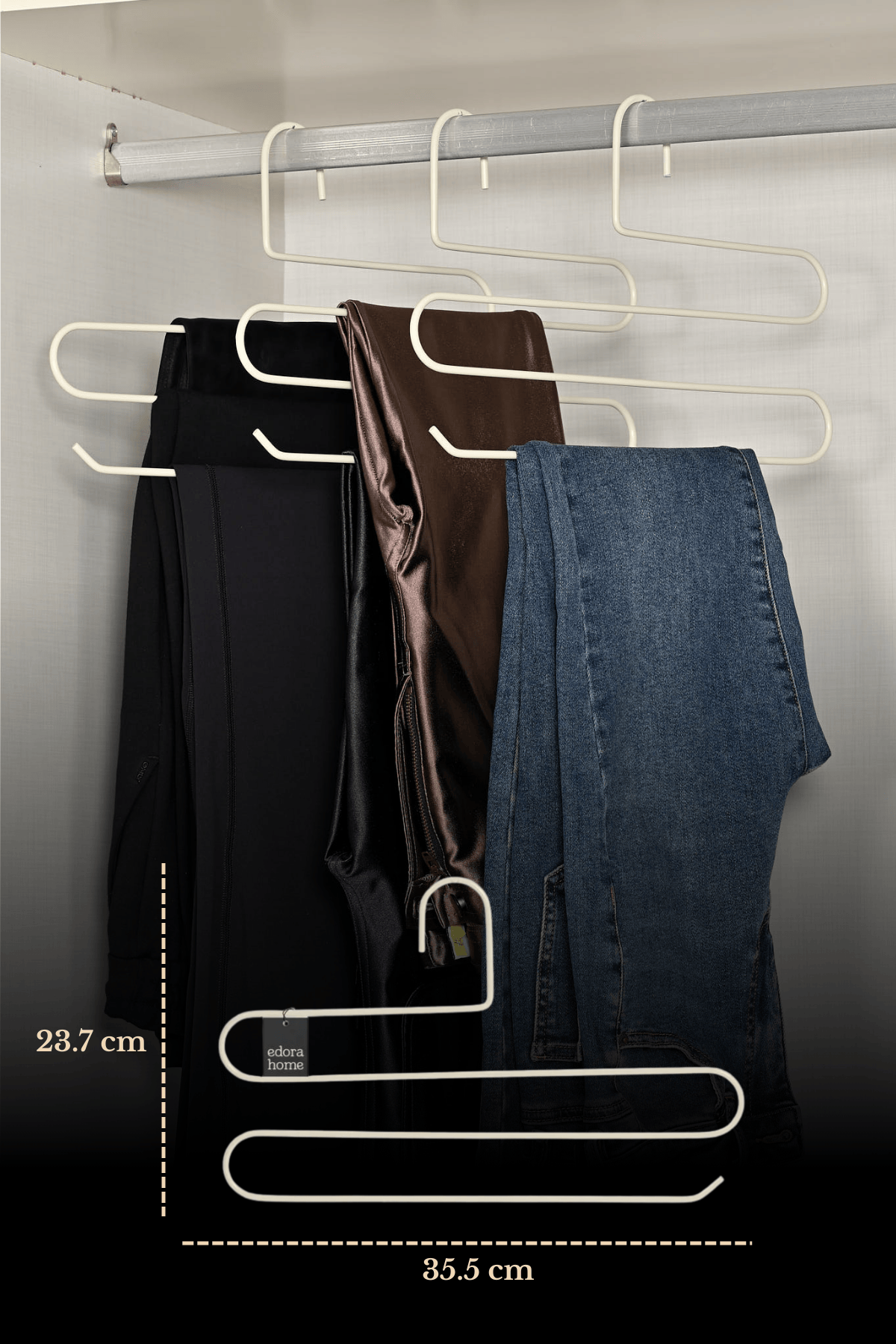 5'li Bej 5 Katlı Pantolon Askılığı Dolap İçi Elbise Şal Eşarp Askılık Paslanmaz Metal