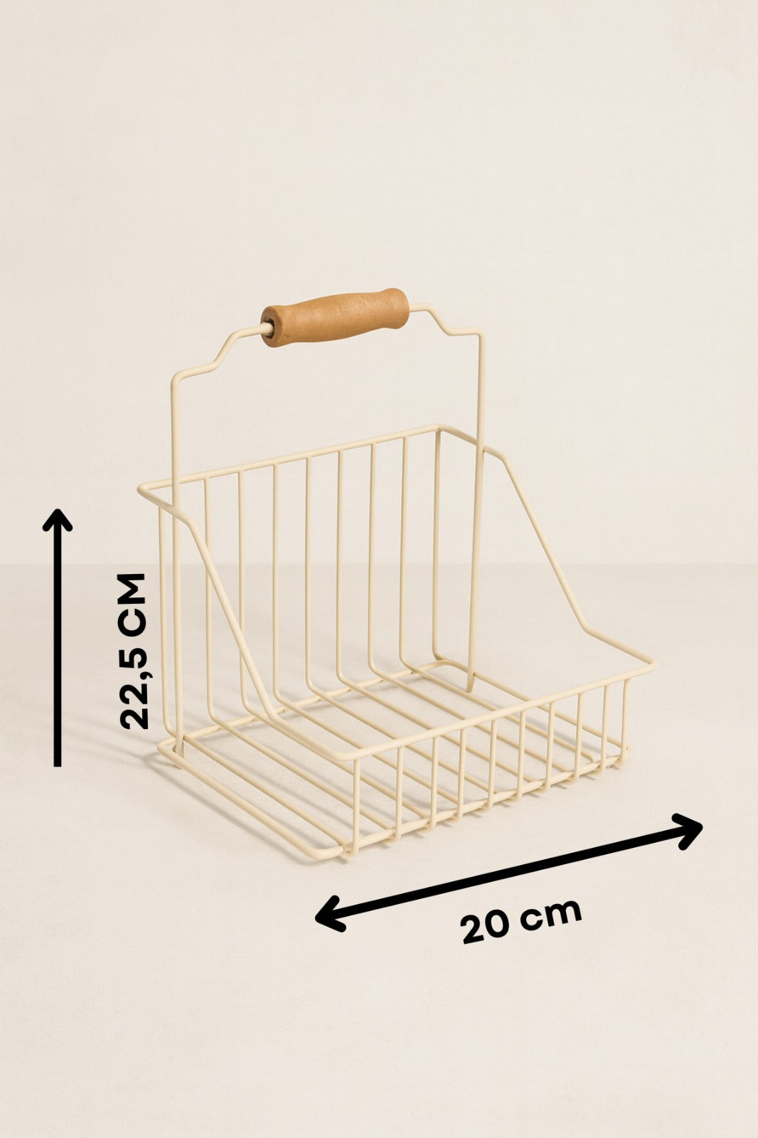 Bej Ahşap Kulplu Retro Sepet, Şık Çok Amaçlı Düzenleyici Organizer