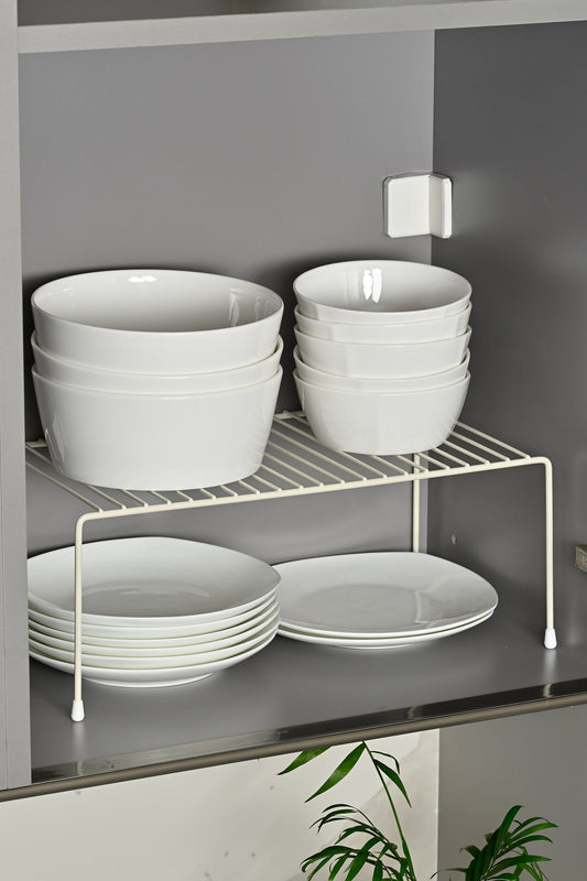 Bej Çok Amaçlı Dolap Içi Düzenleyici Tel Raf, Fincan Tabak Kase Organizer-Metal Paslanmaz