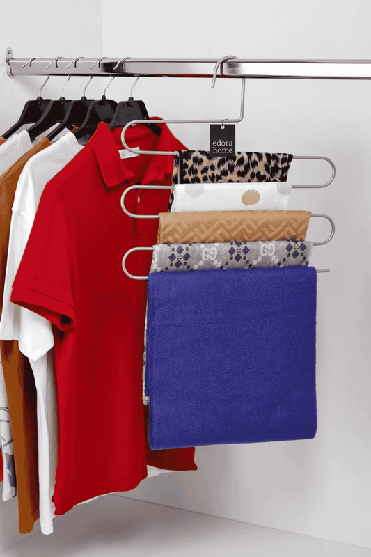 Dolap İçi 5 Katlı Gümüş Pantolon Askılık, Akıllı Dekoratif Askı - Metal Paslanmaz