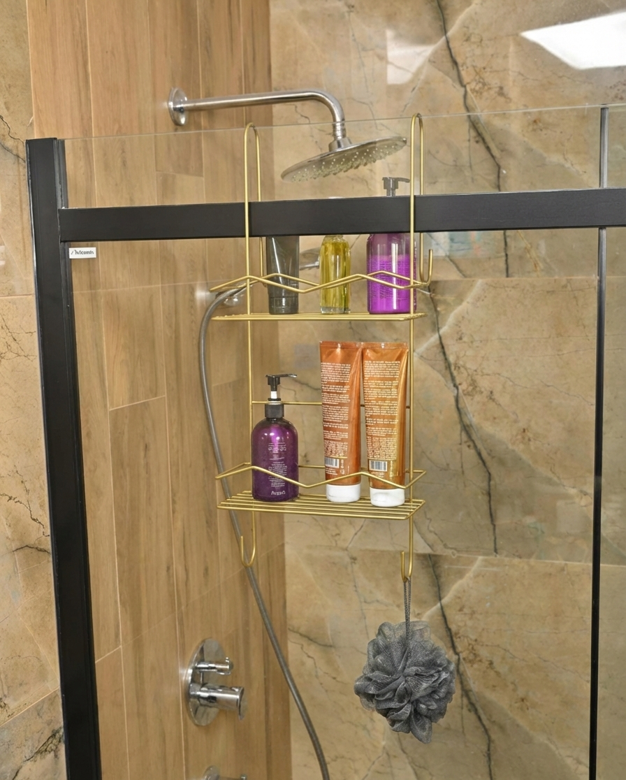 Over-Shower Door Hanging Shower Caddy with 2 Shelves