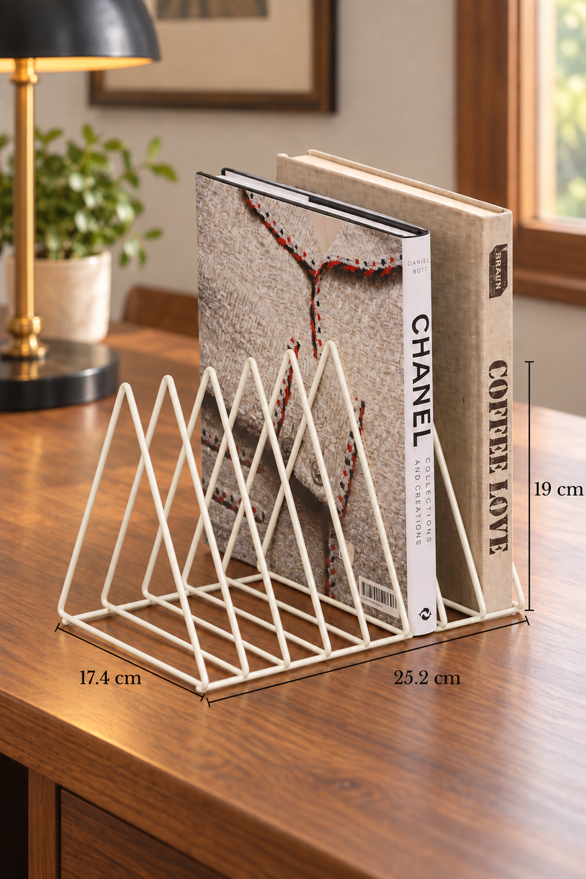 Bej Renk Masa Üstü Kitap Düzenleyici Ofis Salon Organizer