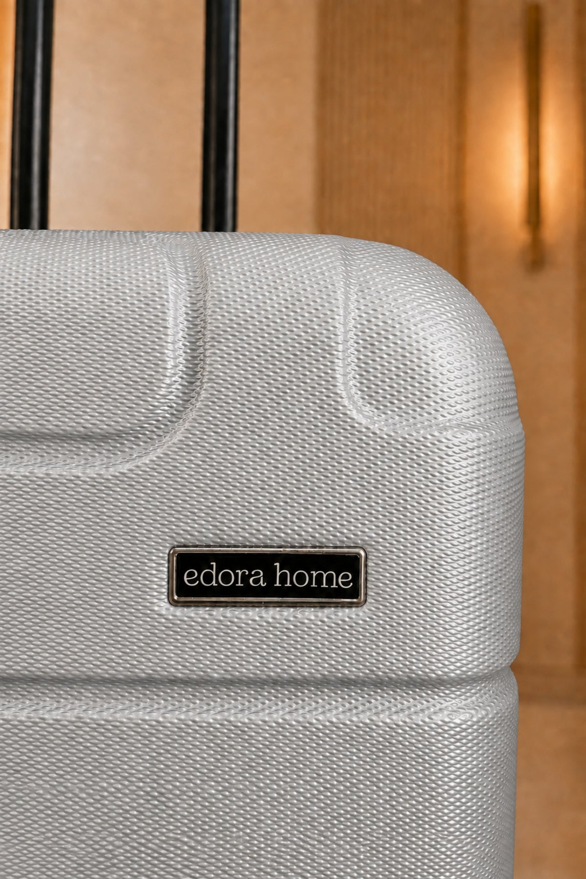 Edora Home Dayanıklı ABS 2'li Valiz Seti Gümüş Kabin (Küçük) ve Büyük Boy Bavul 360° Döner 8 Tekerlekli Hafif Garantili