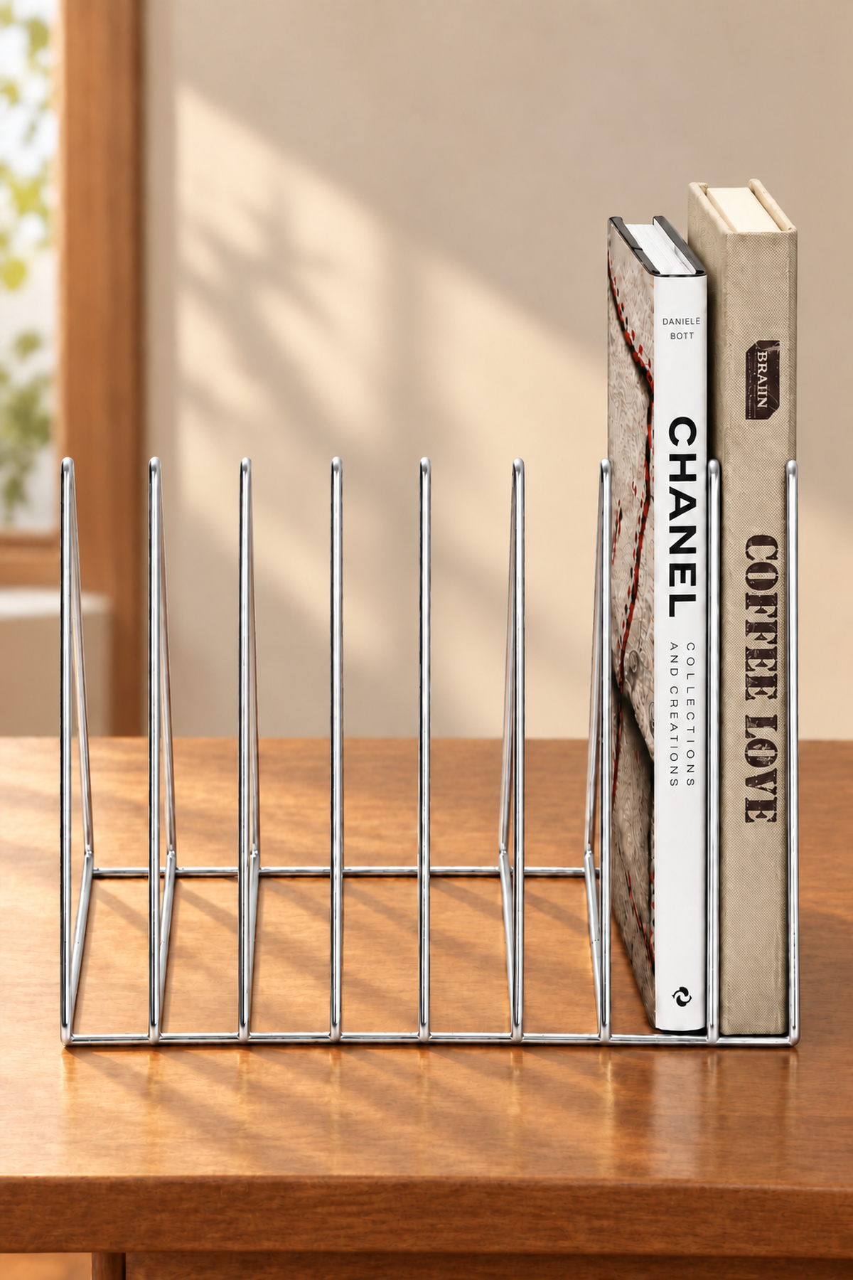 Parlak Silver Masa Üstü Kitap Düzenleyici Ofis Salon Organizer