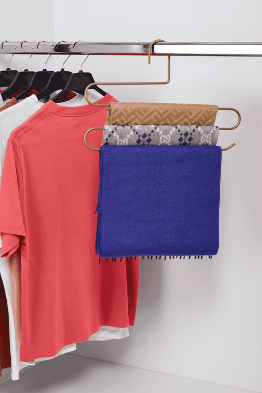 Gold 10'Lu Dolap İçi 3 Katlı Pantolon Elbise, Şal, Eşarp, Askısı, Gardrop Askılığı - Metal Paslanmaz