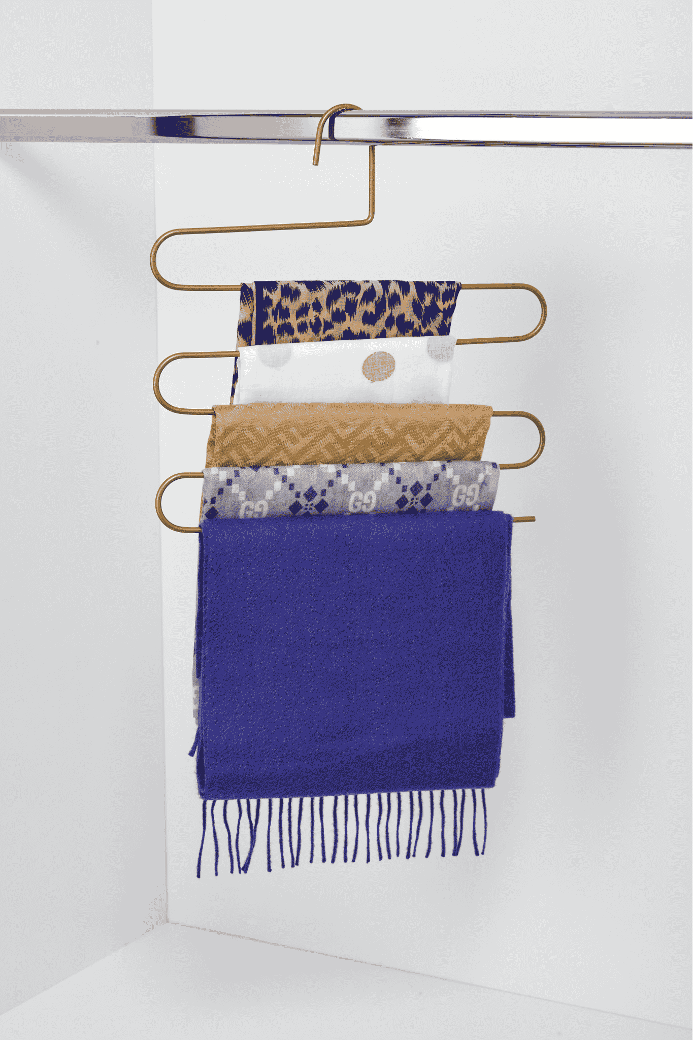 10-Pack Matte Gold 5-Tier Pants Hanger Wardrobe Closet Clothes Scarf Shawl Hanger Stainless Metal