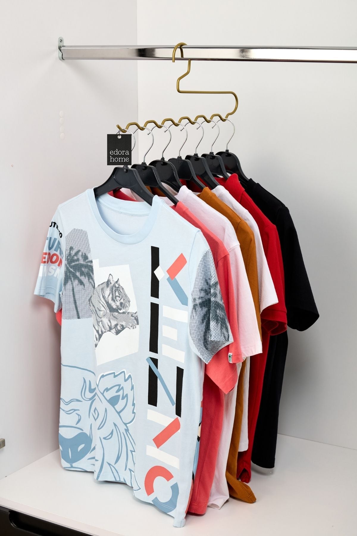 10'lu Mat Gold Zigzag Askı Pantolon Şal Eşarp Kemer Askılığı Dolap İçi Organizer