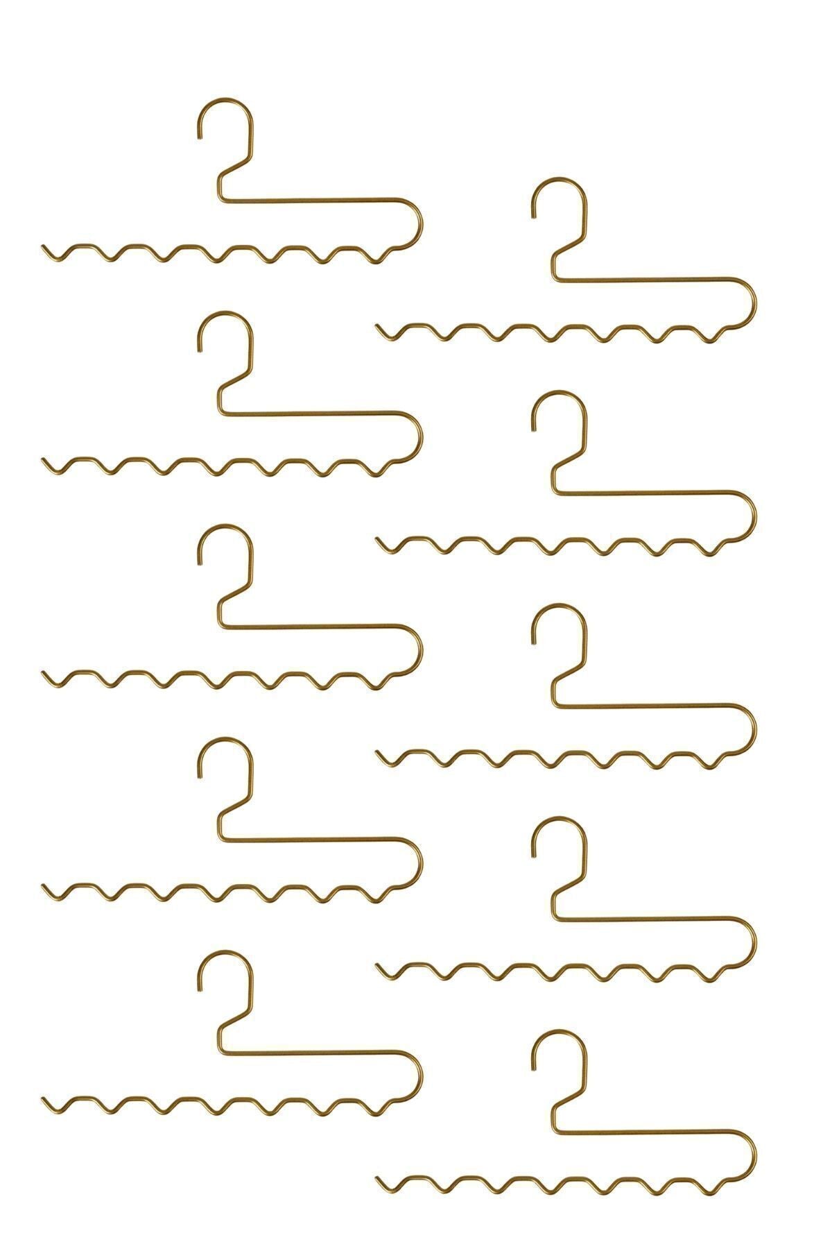 10'lu Mat Gold Zigzag Askı Pantolon Şal Eşarp Kemer Askılığı Dolap İçi Organizer