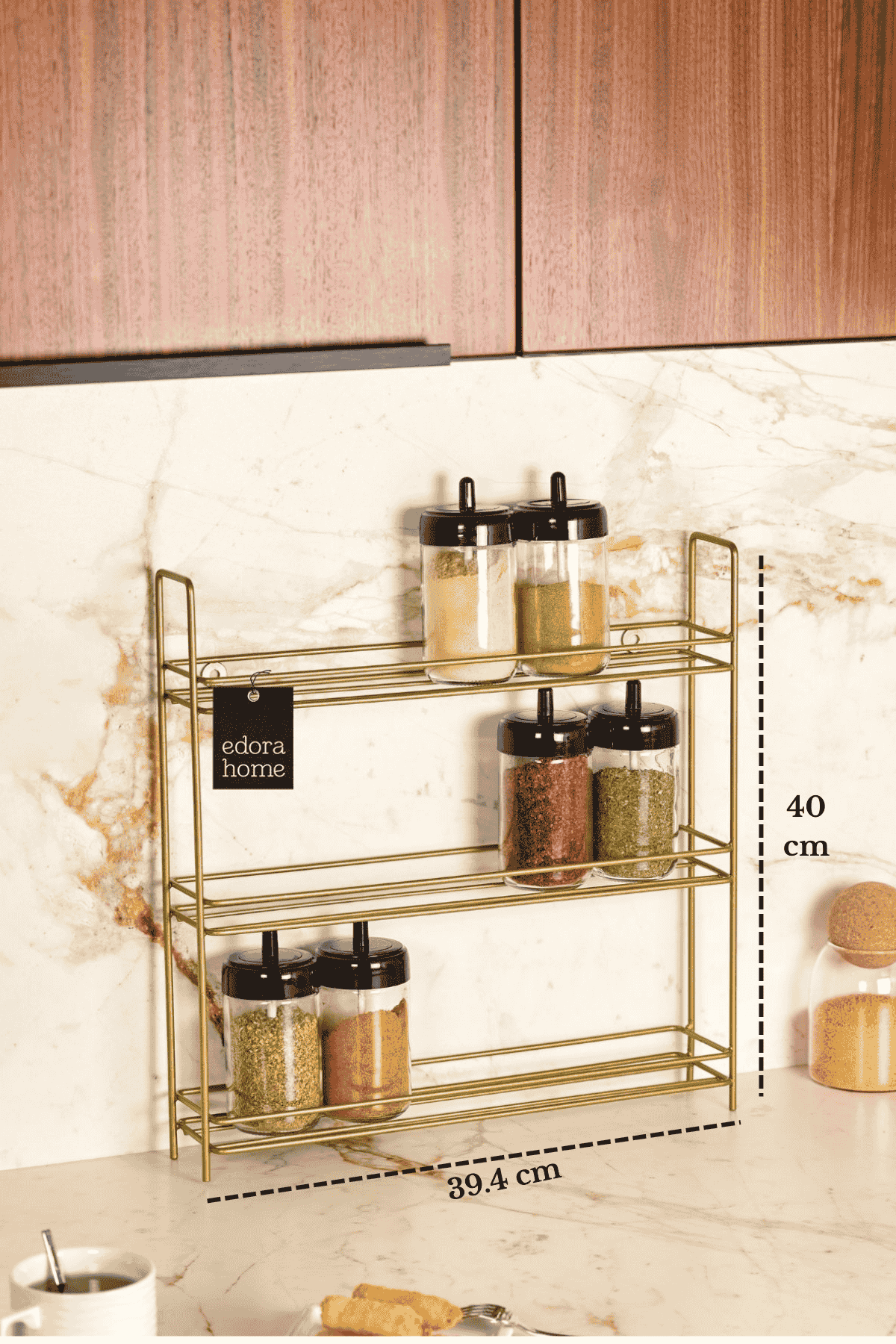 Mat Gold 3 Katlı Duvara Asılabilir Raf Baharatlık Standı Çocuk Odası Düzenleyici Paslanmaz Metal
