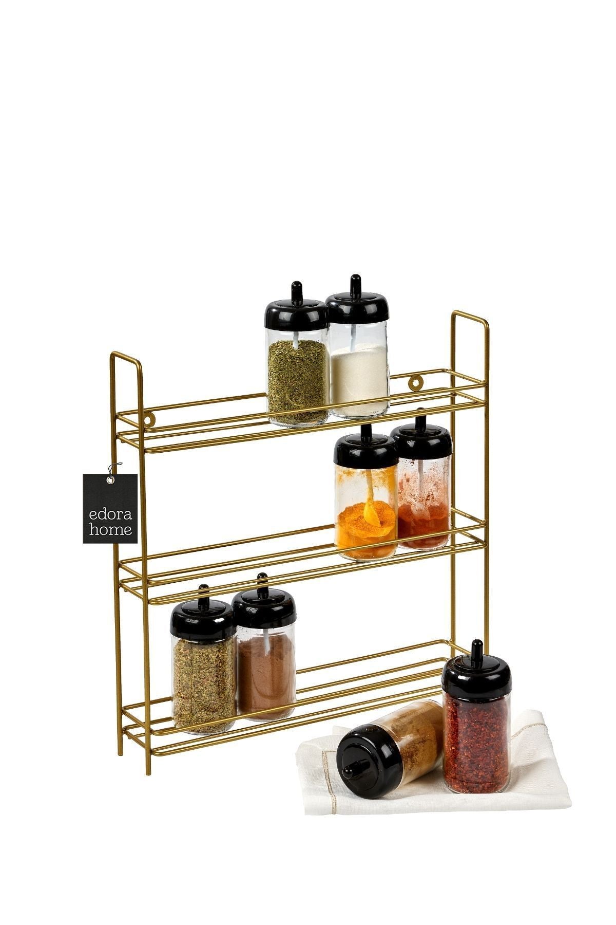 Gold 3 Katlı Duvara Asılabilir Raf, Baharatlık Standı, Çocuk Odası Düzenleyici - Metal Paslanmaz