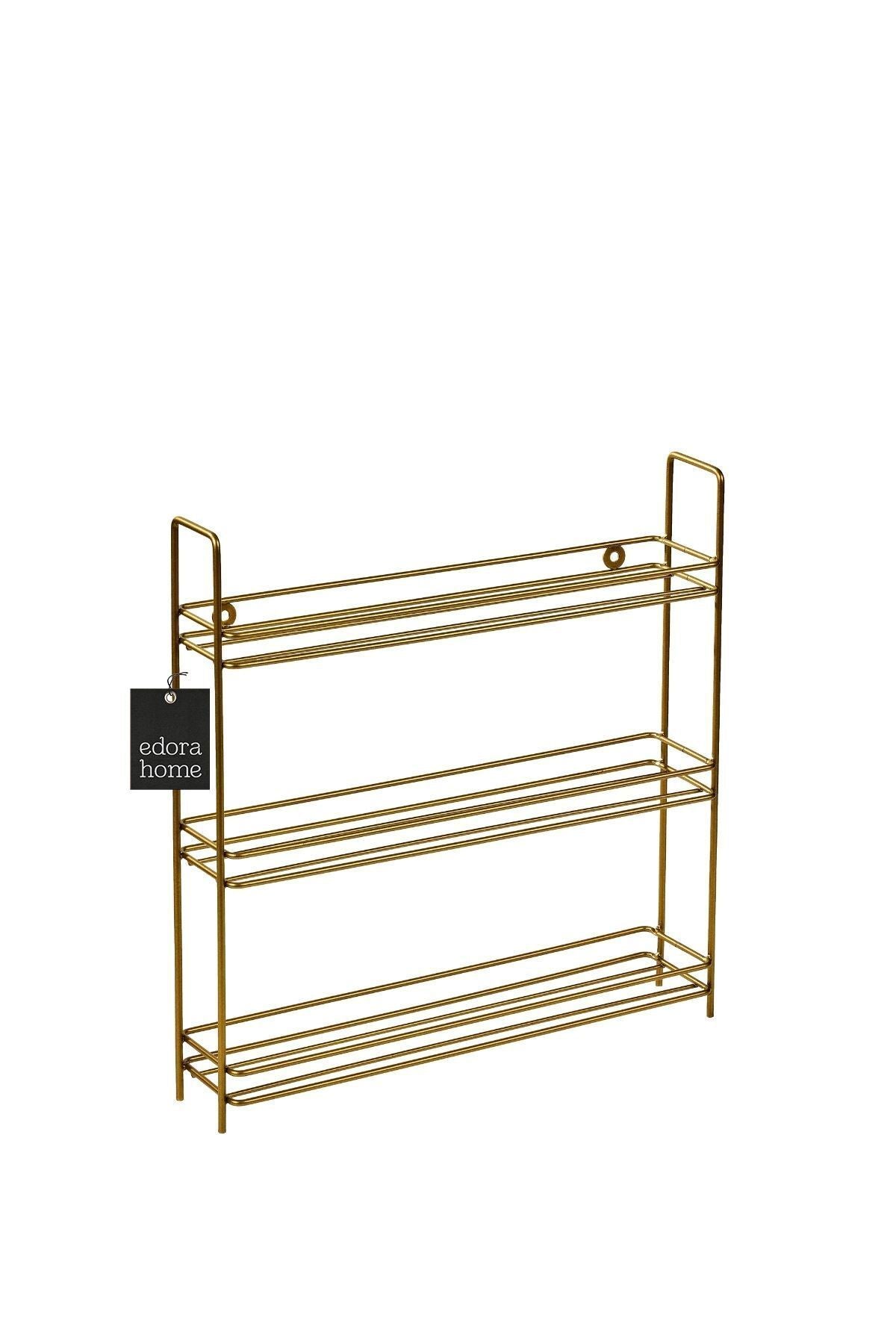 Gold 3 Katlı Duvara Asılabilir Raf, Baharatlık Standı, Çocuk Odası Düzenleyici - Metal Paslanmaz