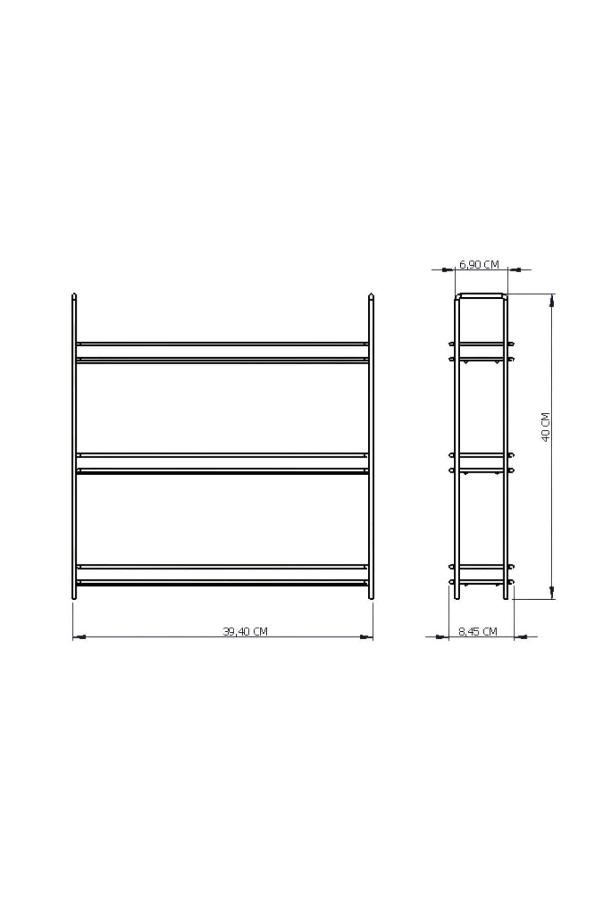 Gold 3 Katlı Duvara Asılabilir Raf, Baharatlık Standı, Çocuk Odası Düzenleyici - Metal Paslanmaz