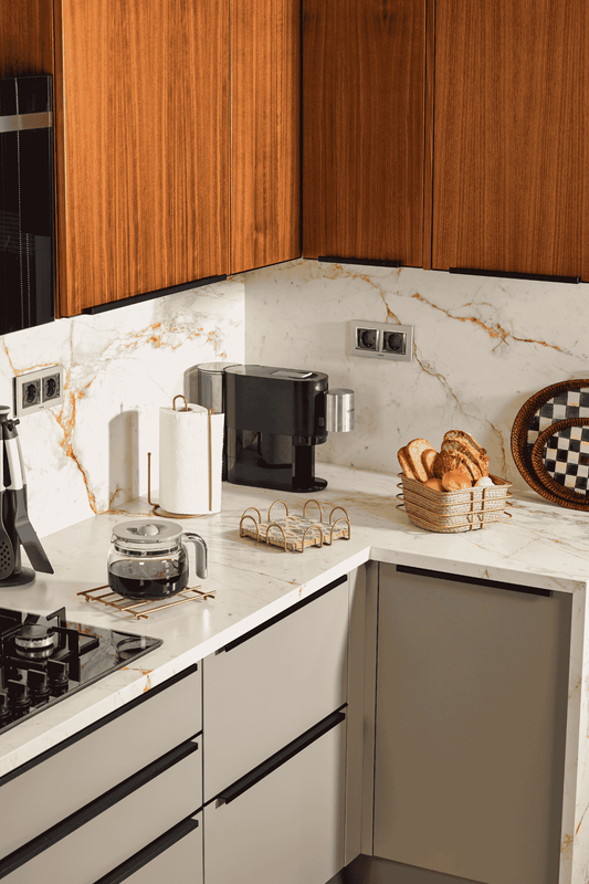 Gold 4'Lü Sunum Seti, Peçetelik, Ayraçlı Kağıt Havluluk, Kare Ekmeklik, Nihale - Metal Paslanmaz