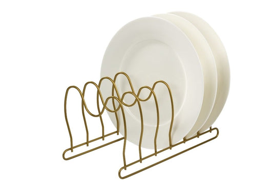 Gold 6 Bölmeli Tava, Tabak Ve Tencere Kapak Düzenleyici Raf, Çekmece İçi Organizer - Metal Paslanmaz