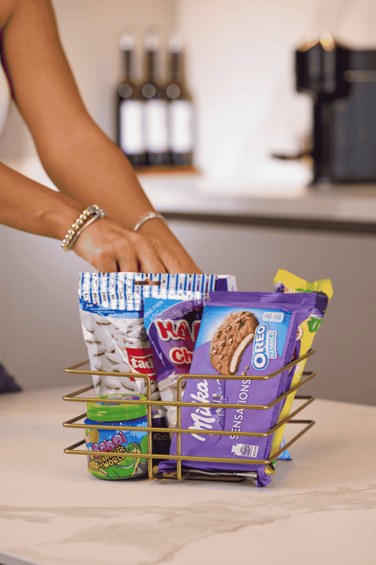 Gold Çok Amaçlı Sivri Köşeli Kare Sepet, Aburcuburluk Saklama Sepeti Düzenleyici - Metal Paslanmaz