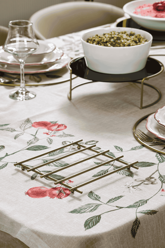 Gold Düz Çubuklu Yanmaz Nihale, Tezgah Üstü Altlık - Metal Paslanmaz