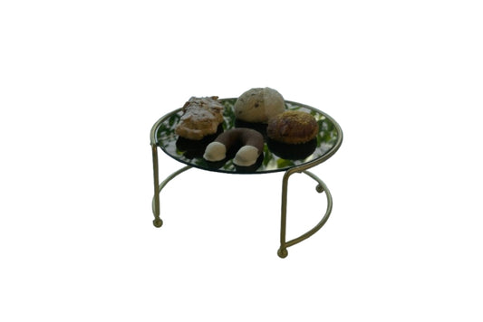 Paslanmaz metal ve pleksi şeffaf kapaklı gold ikramlık sunumluk