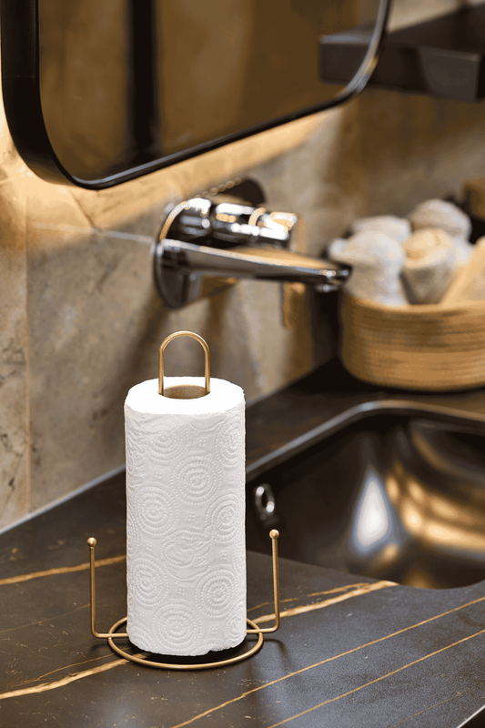 Gold Misketli Kağıt Rulo Havluluk, Peçetelik Mutfak Banyo Çocuk Odası Aksesuar - Metal Paslanmaz