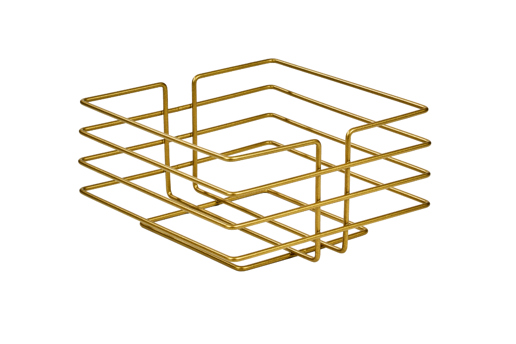 Gold Oval Cornered Square Bread Basket Stylish,Bread Basket Wicker Knitted Macrame-Multipurpose Metal Stainless