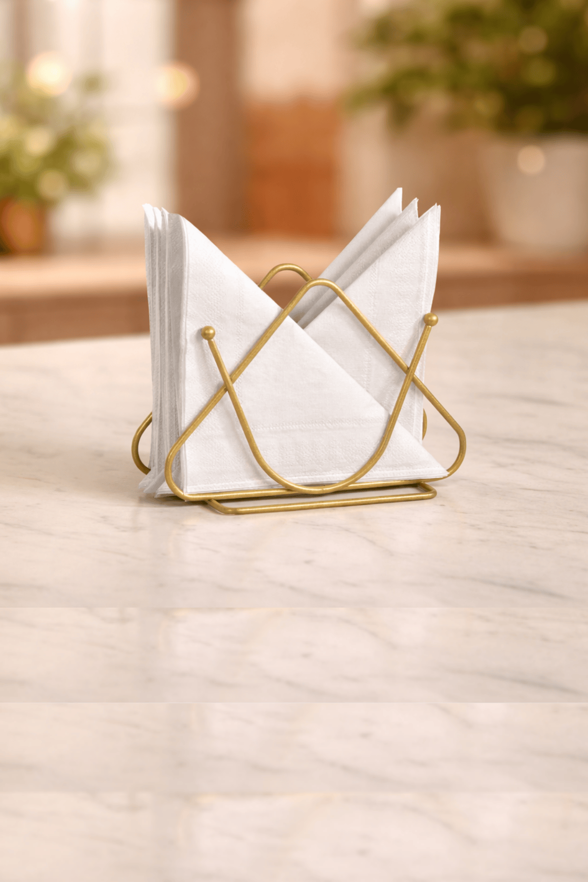 Gold Renk Dekoratif masaüstü şık Peçetelik, Cafe & Restoran & Otel pratik kullanım amaçlı peçete standı