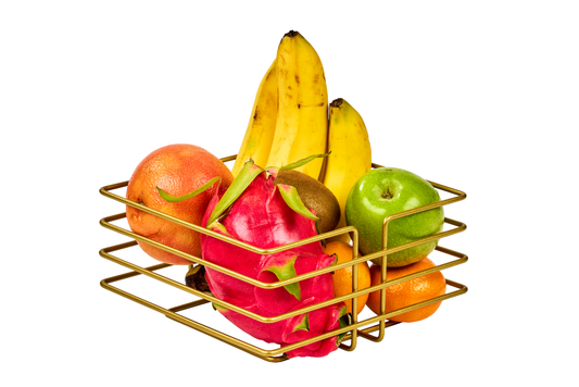 Gold Sivri Köşeli Kare Meyve Ve Sebze Sepeti, Mutfak Organizer, Renkli - Çok Amaçlı Metal Paslanmaz