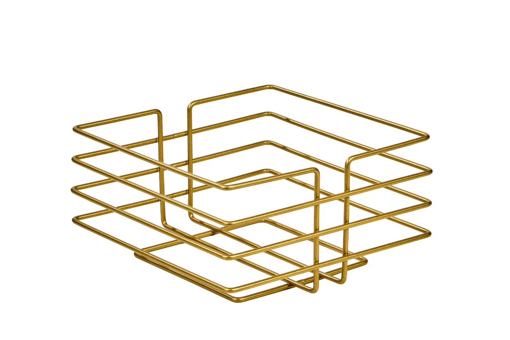Mat Gold Sivri Köşeli Kare Meyve Sebze Sepeti Mutfak Organizer Çok Amaçlı Paslanmaz Metal